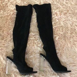 Black knee high heels